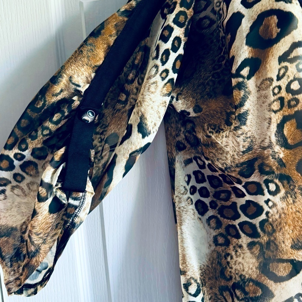 Misook Animal Print Sheer Duster Mini Dress - Picture 4 of 8